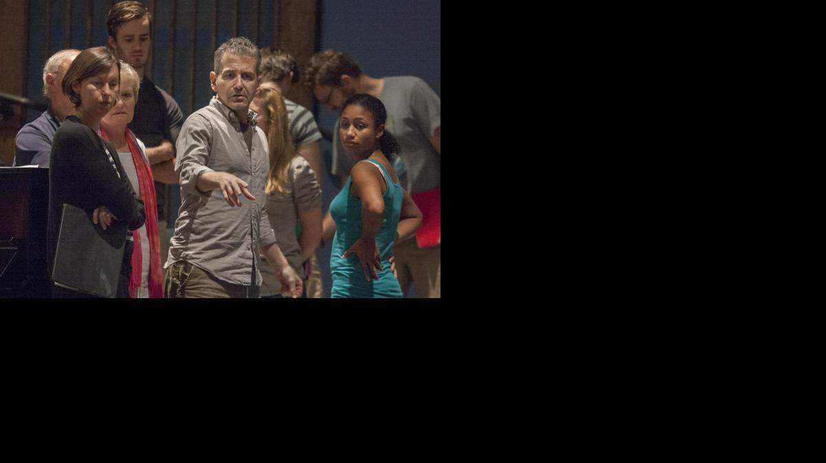 
Director David Cromer (center) gave direction to the actors during rehearsal for Kansas City Repertory Theatre’s production of “Our Town” in Spencer Theatre at the UMKC Performing Arts Center. The play runs September 5-28.
