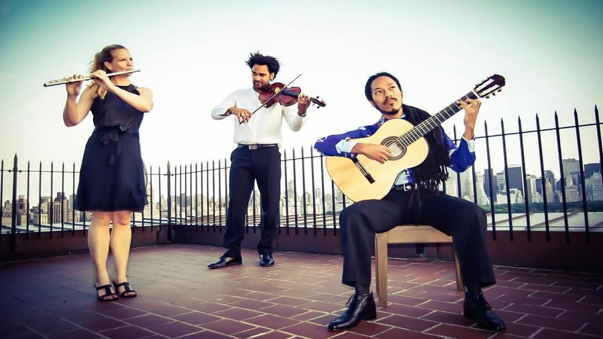 Trio Virado is Amy Porter (flute), João Luiz (guitar) and Juan-Miguel Hernandez (viola).