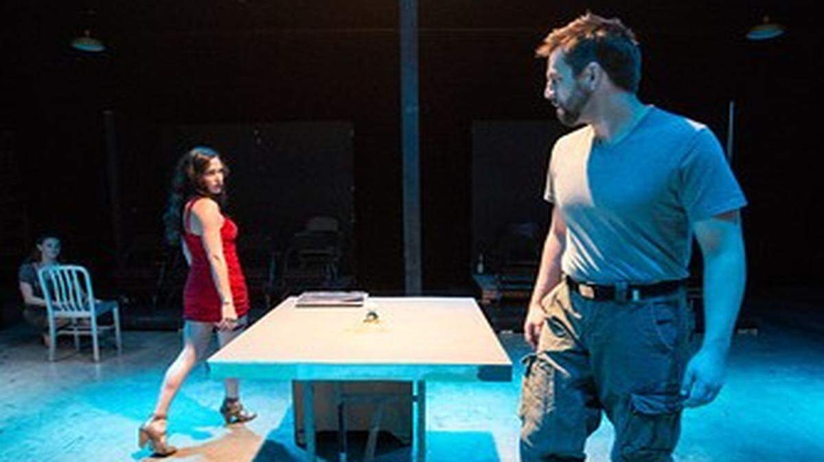 
Ani (Vanessa Severo) and Woyzeck (Rusty Sneary) warily circle each other in “Master of the Universe.”
