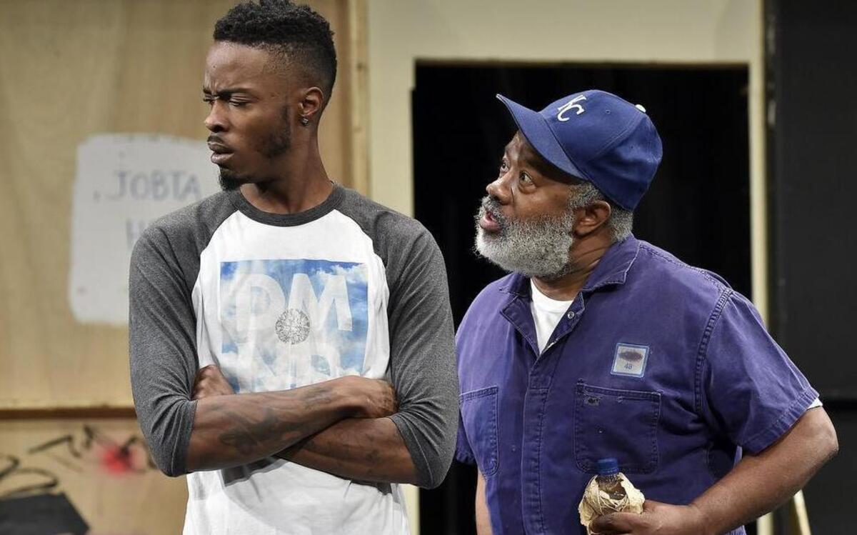 
Petey McGee (left) plays Duce and Granvile T. O'Neal plays Old School in the KC MeltingPot Theatre production of “Old School” at the Just Off Broadway Theatre.
