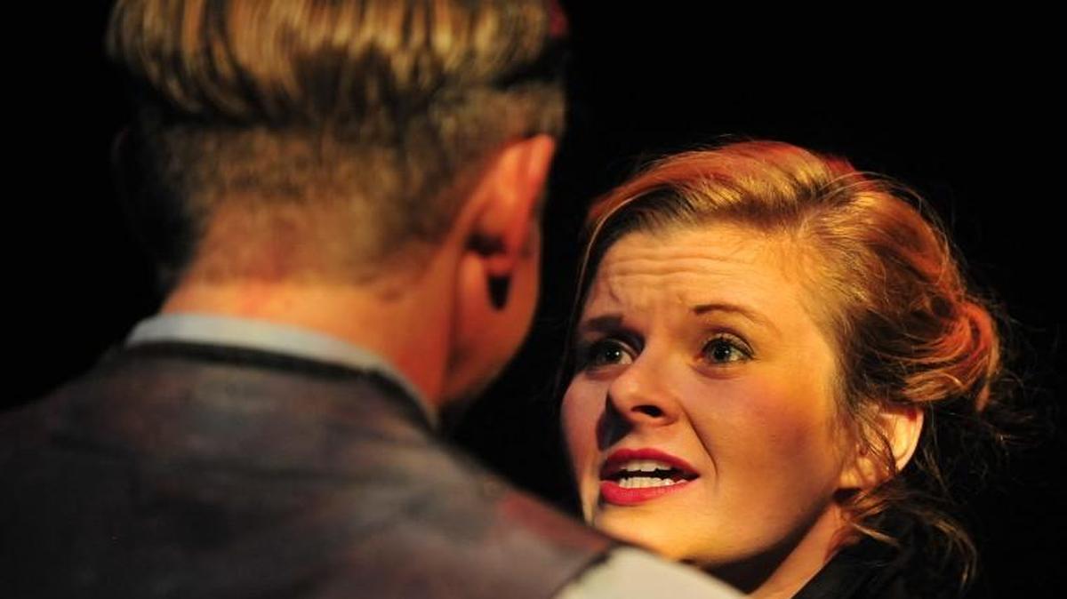 Nicole Marie Green plays an English governess opposite Charles Fugate, who plays multiple roles, in “The Turn of the Screw.” The Spinning Tree Theatre production runs through Nov. 1 at Just Off Broadway Theatre.