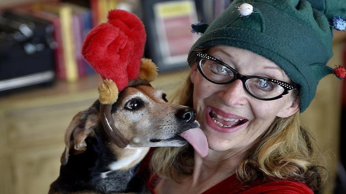 Jeanne Beechwood, the founder of Martin City Melodrama, has found a new home at the theater in Crown Center operated by Musical Theater Heritage. With her is her dog, Charlie.