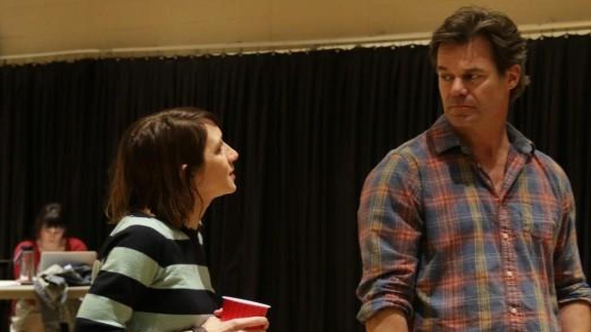 In rehearsal, Bree Elrod and Tuc Watkins are Marianne and Roland, a scientist and a beekeeper whose relationship heads down a variety of paths.