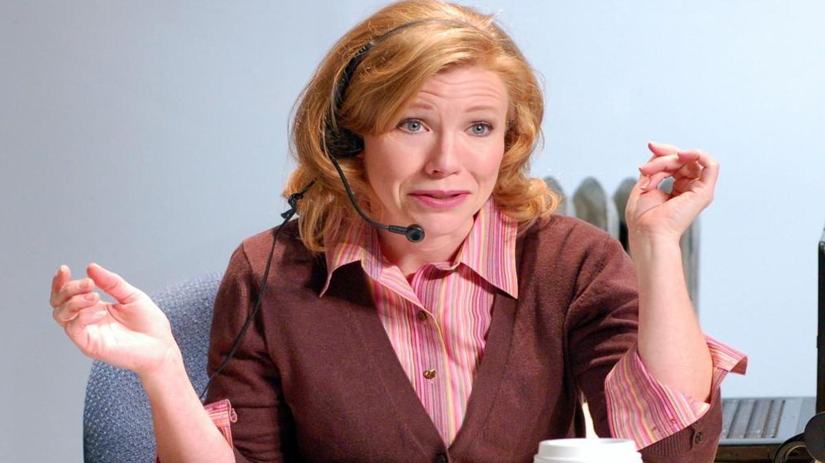 Jennifer Mays plays Christine Evans and more than 40 other characters in the Unicorn Theatre’s “Application Pending.”