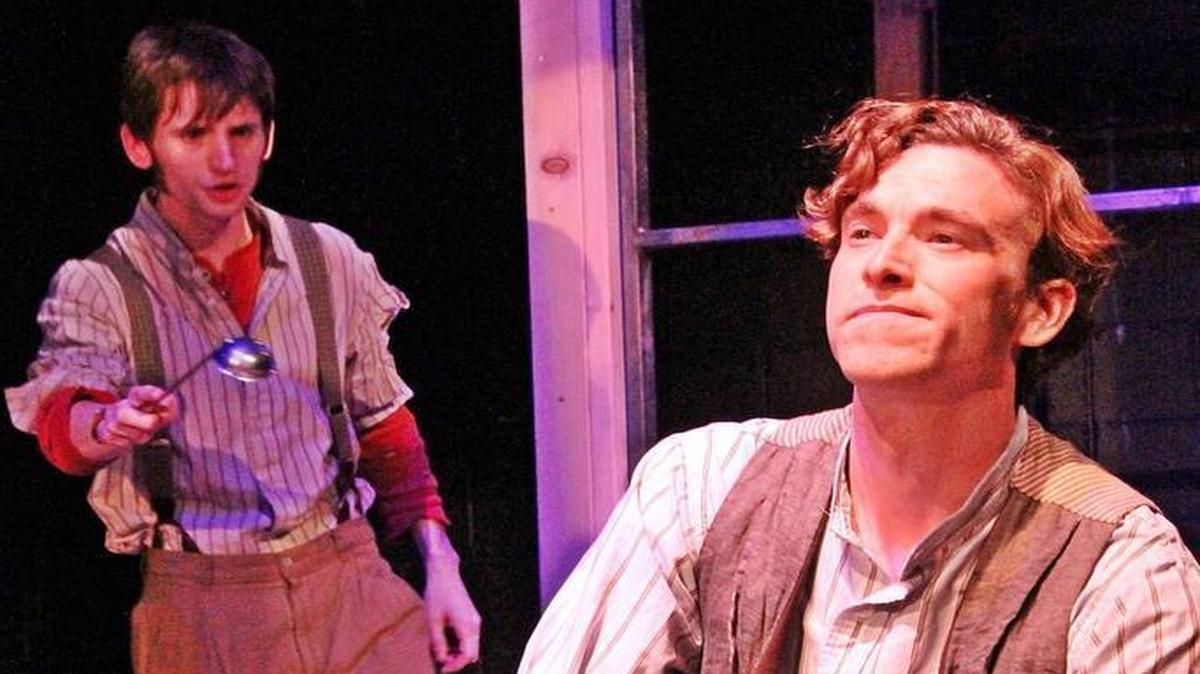 John Van Winkle (left) plays Bailey and Jordan Fox plays Henry David Thoreau in “The Night Thoreau Spent in Jail.”