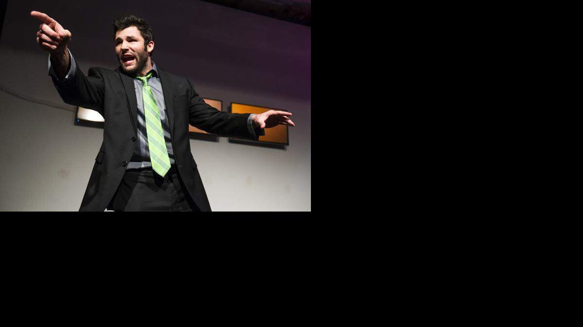 
Jeff Smith portrays Gabe Newland in “Help Yourself” at the Paragraph Gallery, a play that opens Friday.
