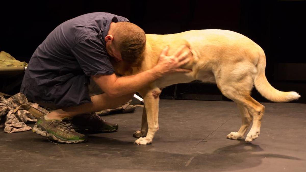 
Logan Black and Diego in “Bond: A Soldier and His Dog” at the KC Fringe Festival.
