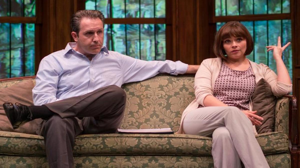 
Brian Paulette as Peter and Jessalyn Kincaid as Ann in “At Home at the Zoo.”
