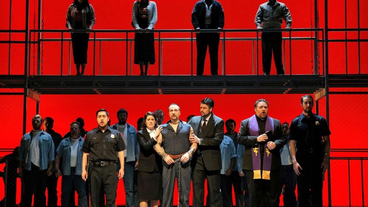 Armando Contreras, Armando Contreras, Kate Aldrich, David Adam Moore, Jeffrey Beruan, Casey Candebat, Rhys Lloyd Talbot and Chorus of “Dead Man Walking.”