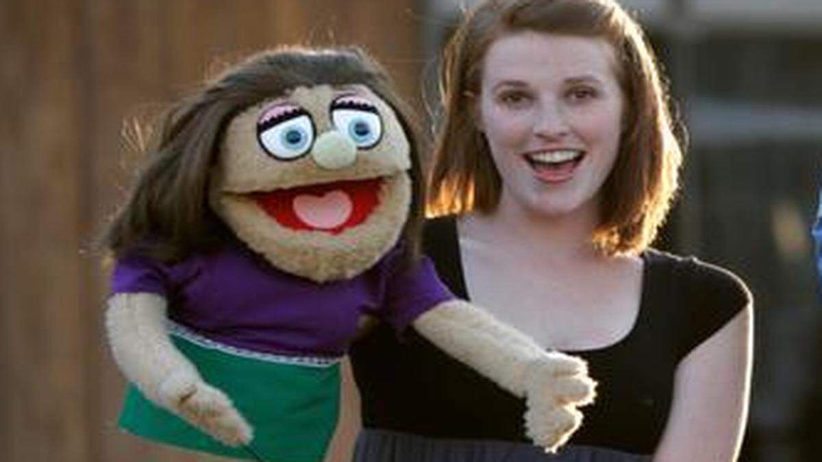 
Betsy Bledsoe as Kate Monster and Preston O’ffill as Princeton in the Barn Players production of “Avenue Q.” 
