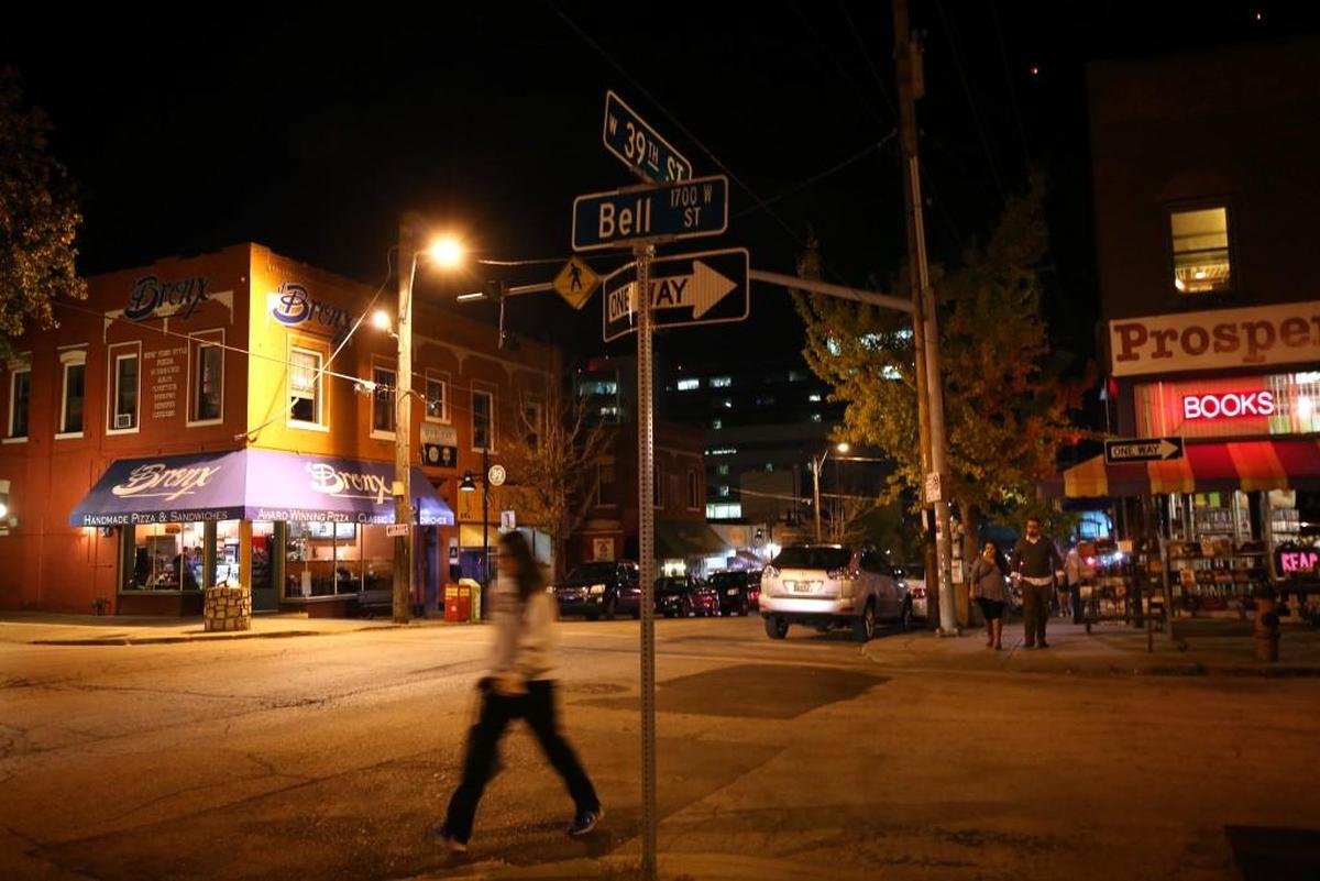 The intersection of West 39th and Bell streets offers an eclectic mix.