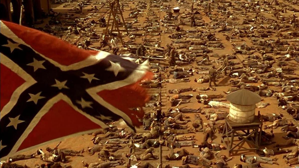 
The Confederate battle flag flies over wounded soldiers in “Gone With “the Wind.”
