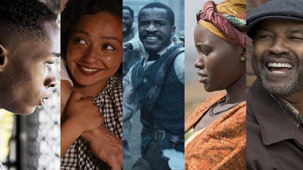 So many movies starring black performers should be strong contenders for Oscar’s best picture or acting categories, including (from left) “Moonlight,” “Loving,” “The Birth of a Nation,” “Queen of Katwe” and “Fences.”