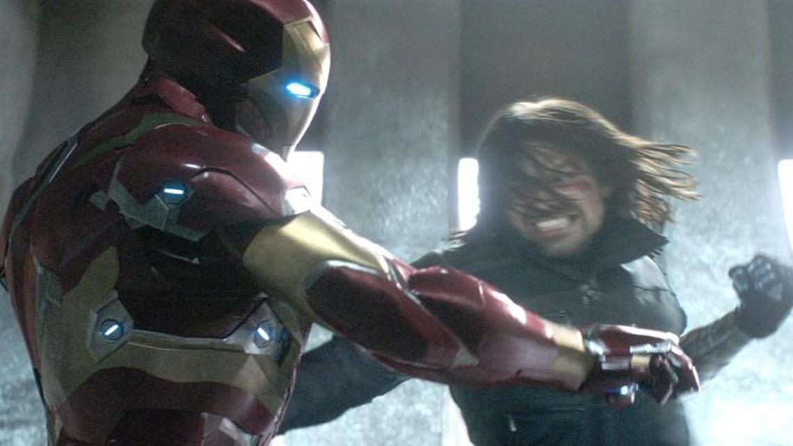 Iron Man (Robert Downey Jr.) has zero sympathy for Winter Soldier(Sebastian Stan).
