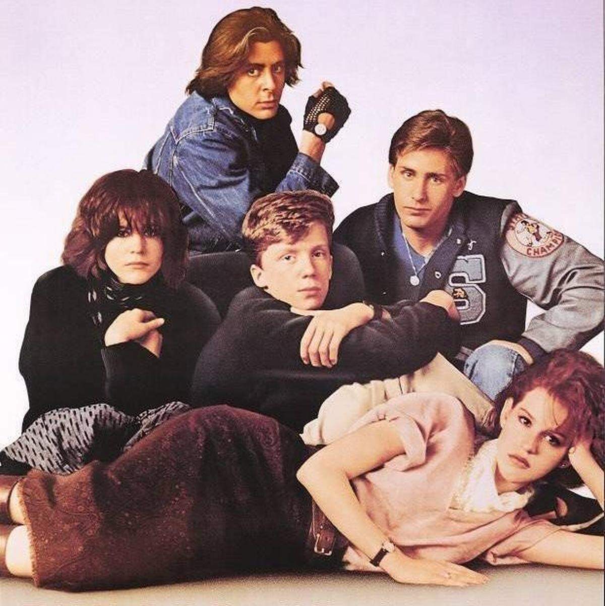 Stars of the movie “The Breakfast Club” (from left): Ally Sheedy, Judd Nelson, Anthony Michael Hall, Emilio Estevez and Molly Ringwald. The 1985 movie was directed by John Hughes.