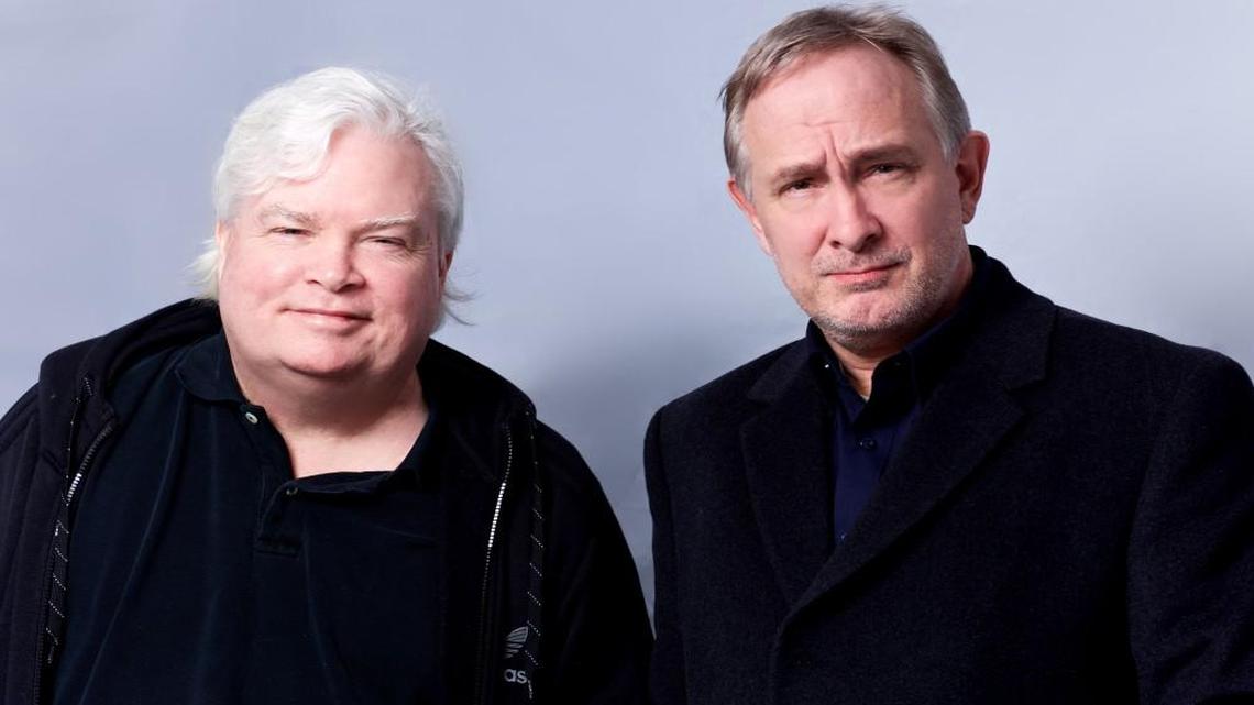 Frank Conniff Jr. (left) and Trace Beaulieu continue their “Mystery Science Theater 3000” shtick in a live show skewering bad movies.
