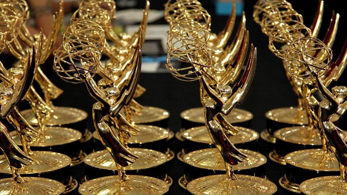 A file photo of Emmy statues awarded by the Television Academy.