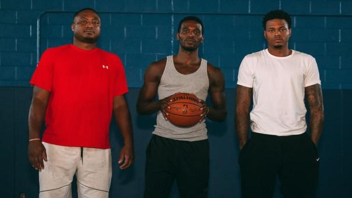 “Rush Brothers” is a documentary about three basketball-playing brothers — (from left) JaRon, Kareem and Brandon Rush — who have found varying degrees of success.