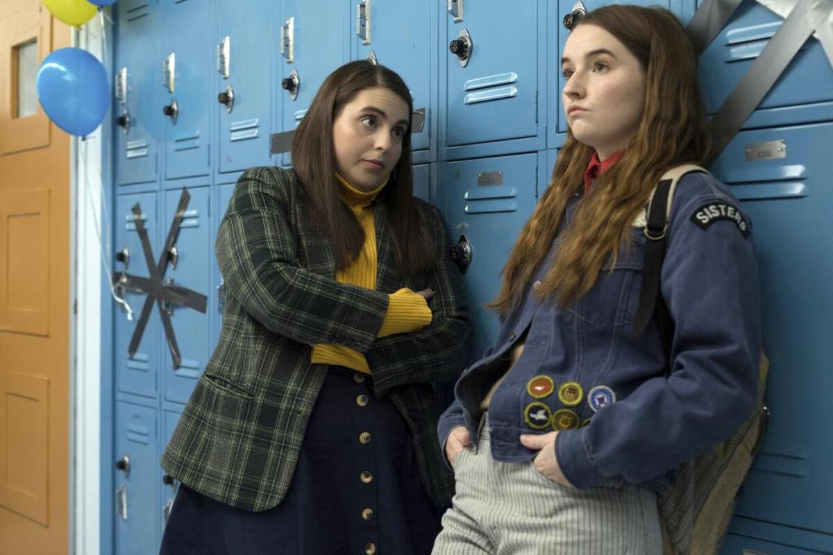 In “Booksmart,” Molly (Beanie Feldstein, left) and Amy (Kaitlyn Dever) realize they need to add some fun to their studious ways. (For Kansas City fans: The high school principal was played by Jason Sudeikis.)