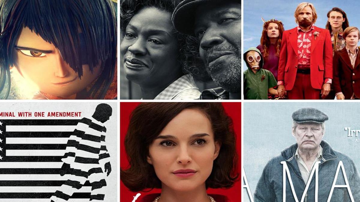 Some of the films you should watch before Oscar night Feb. 26 (clockwise from top left): “Kubo and the Two Strings,” “Fences, “Captain Fantastic,” “A Man Called Ove,” “Jackie” and “13th.”