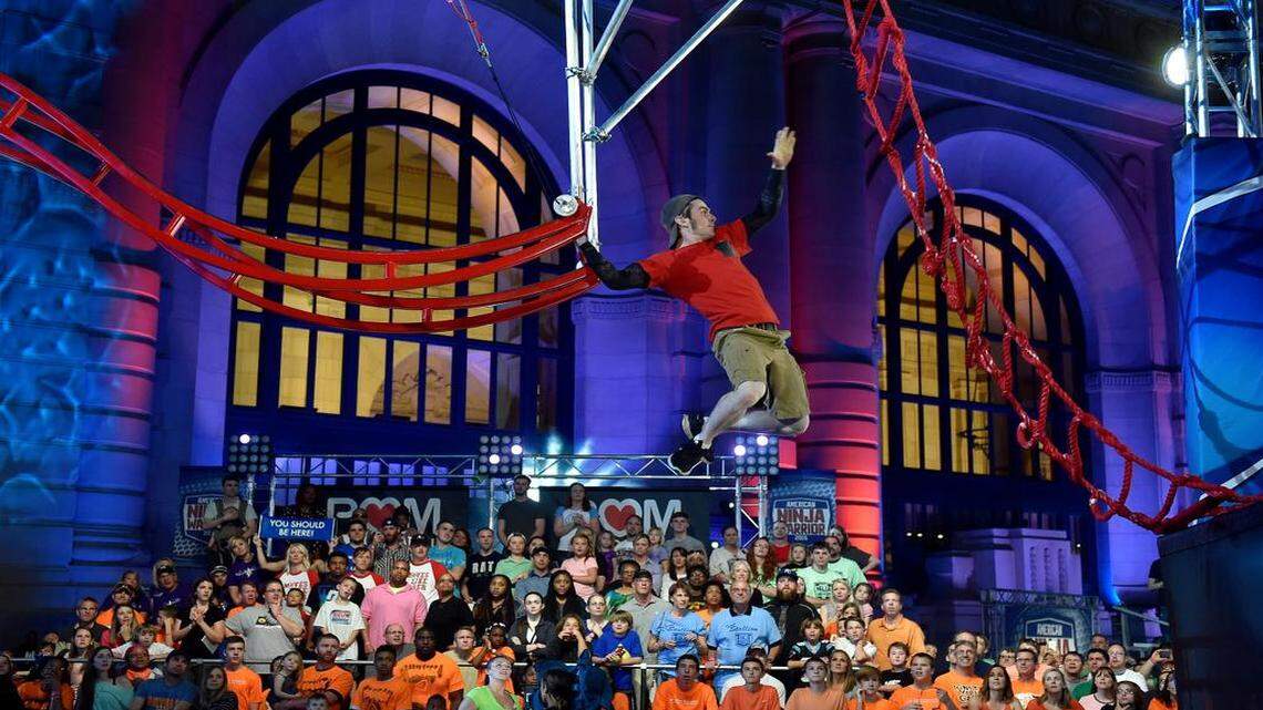 
David Cavanagh of Boston was a walk-on contestant and one of the first to go through the obstacle course Friday night at the taping of “American Ninja Warrior” in front of Union Station. 
