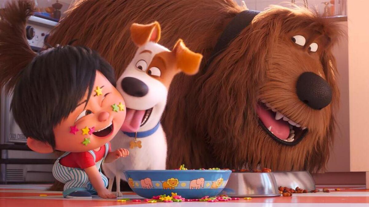 Their owner’s baby changes the lives of dogs Max (Patton Oswalt) and Duke (Eric Stonestreet of Kansas City, Kansas) in “The Secret Life of Pets 2.”