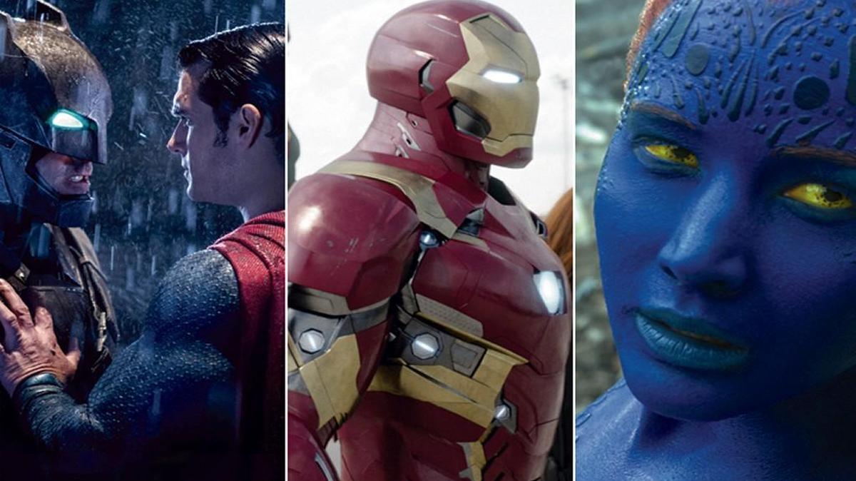 (From left) “Batman v Superman” hit theaters March 25, followed by “Captain America: Civil War” May 6 and now “X-Men: Apocalypse.”