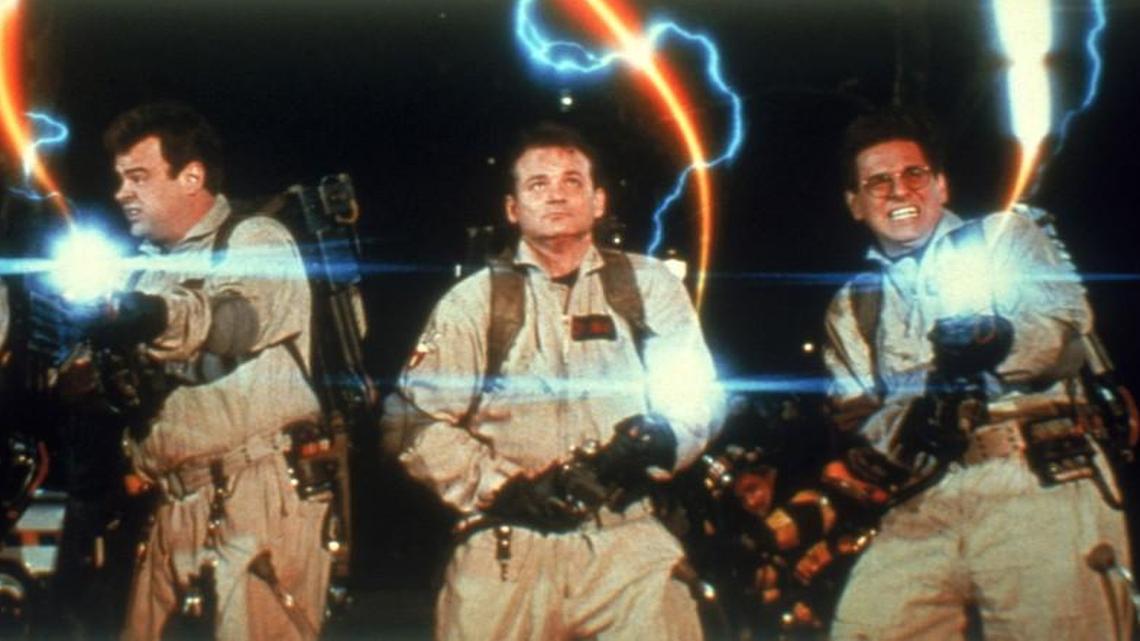 They ain’t afraid of no ghosts: (from left) Ernie Hudson, Dan Aykroyd, Bill Murray and Harold Ramis in 1984’s original “Ghostbusters.”