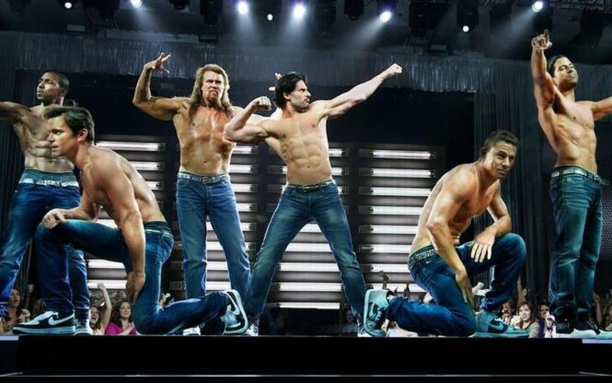 
The boys are (mostly) back (from left): Stephen Boss, Matt Bomer, Kevin Nash, Joe Manganiello, Channing Tatum and Adam Rodriguez.
