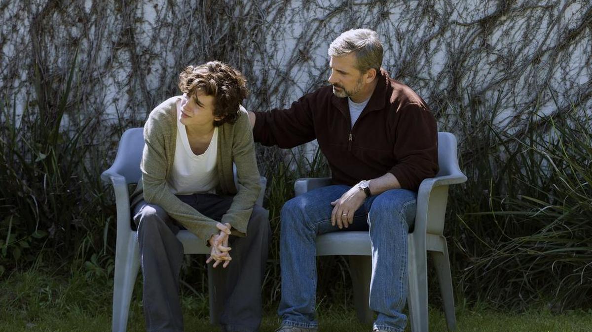 A young man (Timothee Chalamet) descends into methamphetamine addiction, and his father (Steve Carell) spends years trying to pull him out.