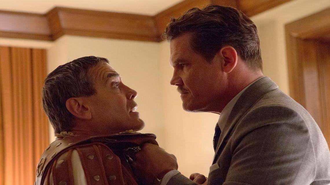 Womanizing leading man Baird Whitlock (George Clooney, left) is just one of studio fixer Eddie Mannix’s (Josh Brolin) headaches in the Coen brothers’ “Hail, Caesar!”