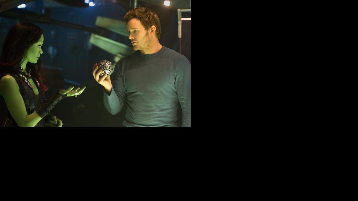 
Gamora (Zoe Saldana) and Peter Quill/Star-Lord (Chris Pratt) have a ball.
