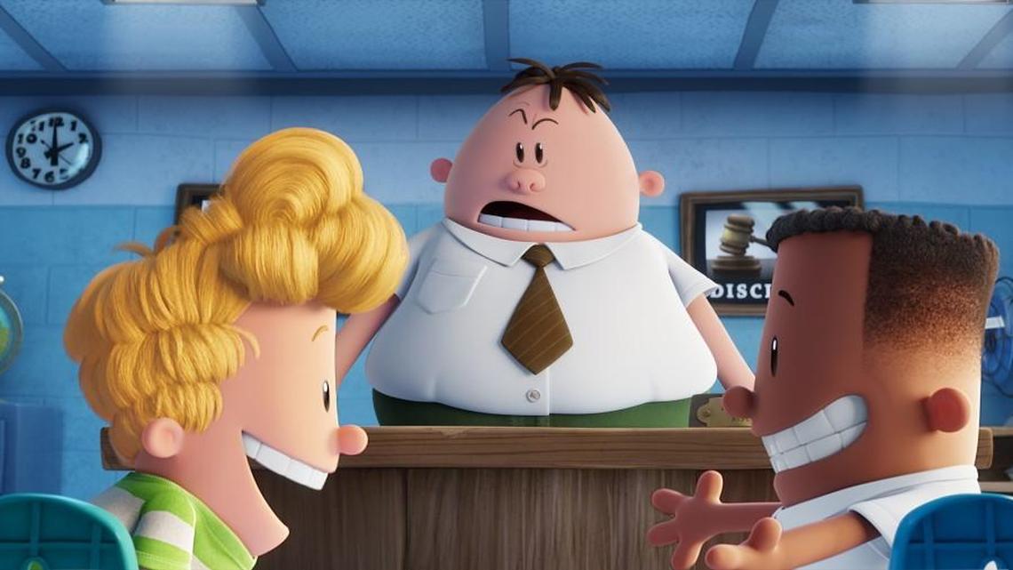 Fourth-graders Harold and George (voiced by Thomas Middleditch and Kevin Hart) show no respect for Principal Krupp (Ed Helms).