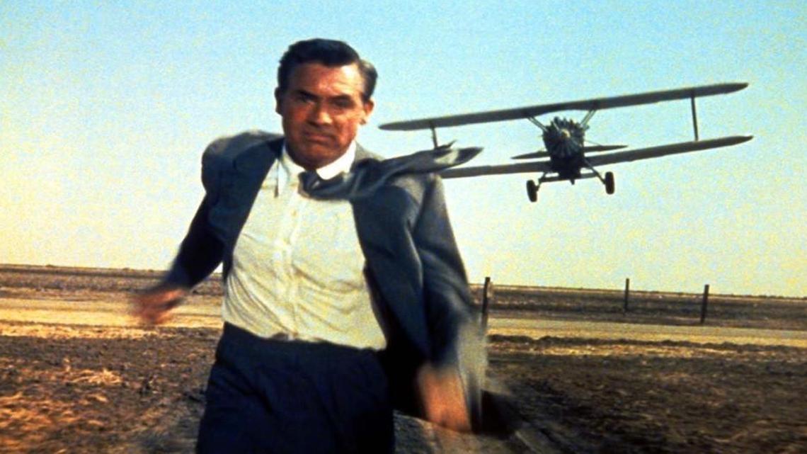 Cary Grant has a run-in with a deadly crop duster in “North by Northwest.”