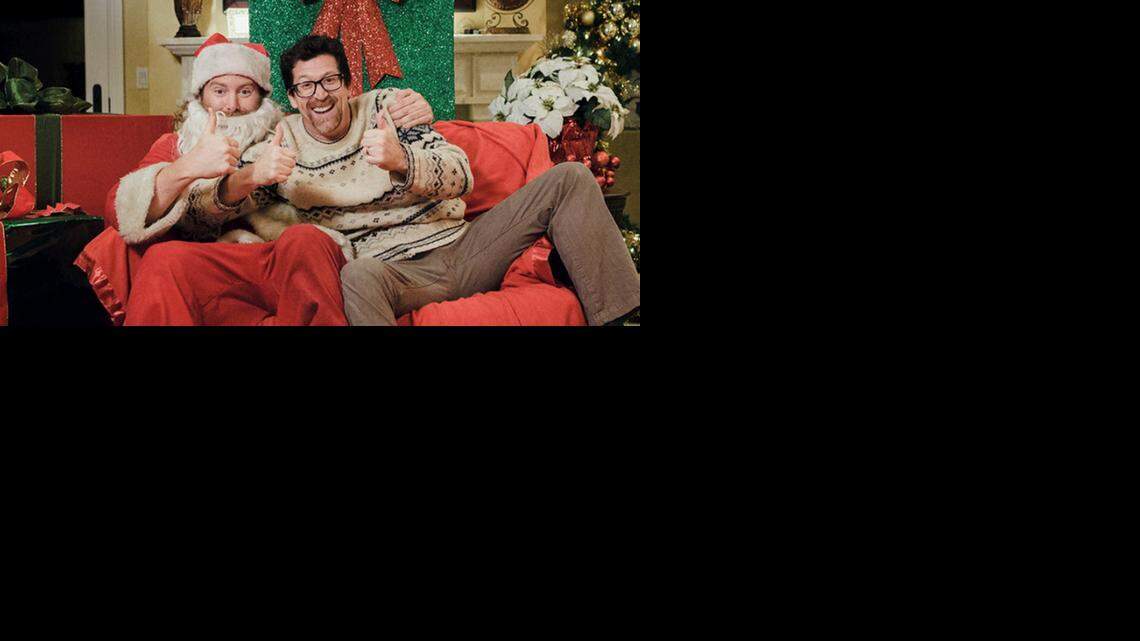 
Kirk (Kirk Cameron, left) and Christian (Darren Doane) want to “put Christ back in Christmas.”
