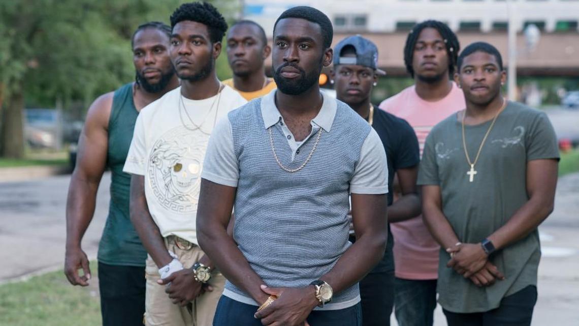 Tosin Morohunfola (center), a Blue Valley High and KU grad, will make his debut Jan. 21 as Trice, a neighborhood drug kingpin on “The Chi,” Showtime’s newest series from Emmy Award-winning writer Lena Waithe.
