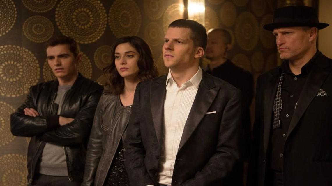 The Four Horsemen magicians (from left, Dave Franco, Lizzy Caplan, Jesse Eisenberg and Woody Harrelson) find themselves in the clutches of a power-hungry tech magnate.