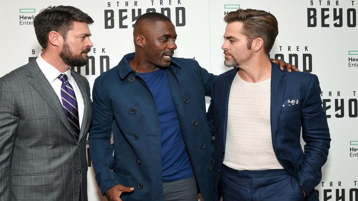 Actors Karl Urban (from left), Idris Elba and Chris Pine attended a special screening of “Star Trek Beyond” in New York on Monday.