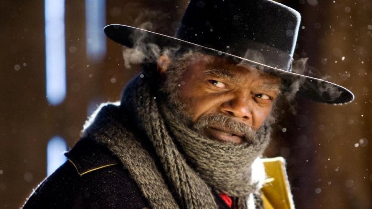 Samuel L. Jackson portrays a bounty hunter in “The Hateful Eight.”