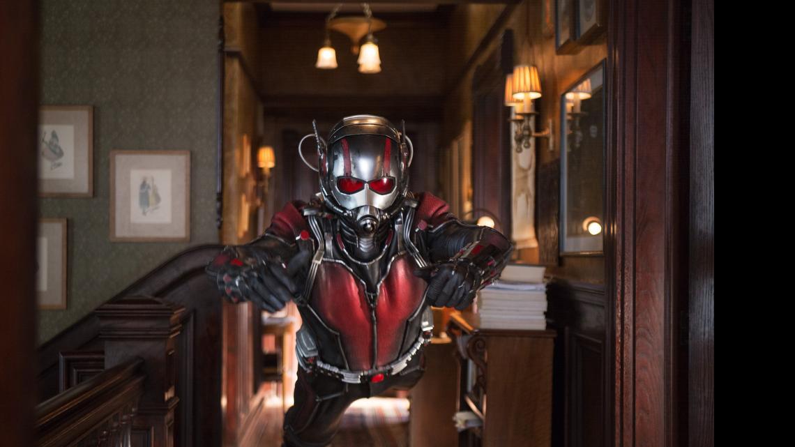 
Once he puts on the Ant-Man suit, Scott Lang (Paul Rudd) gains new powers.
