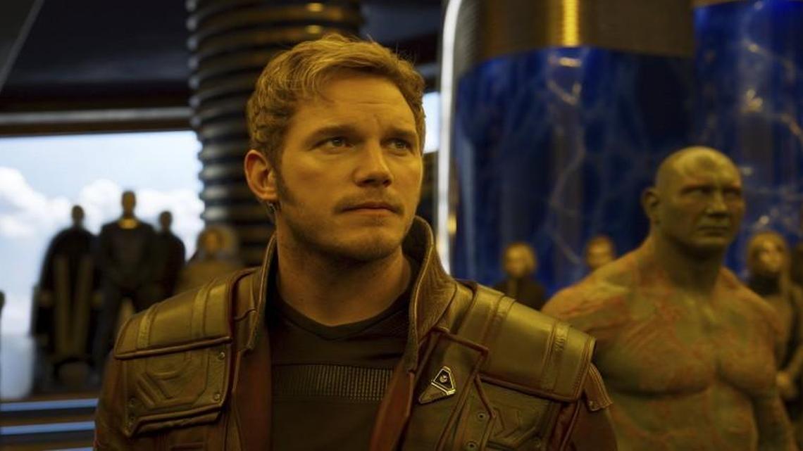 In “Guardians of the Galaxy Vol. 2,” Peter Quill (Chris Pratt) and Drax (Dave Bautista, right) are on a quest to meet Quill’s mysterious father.