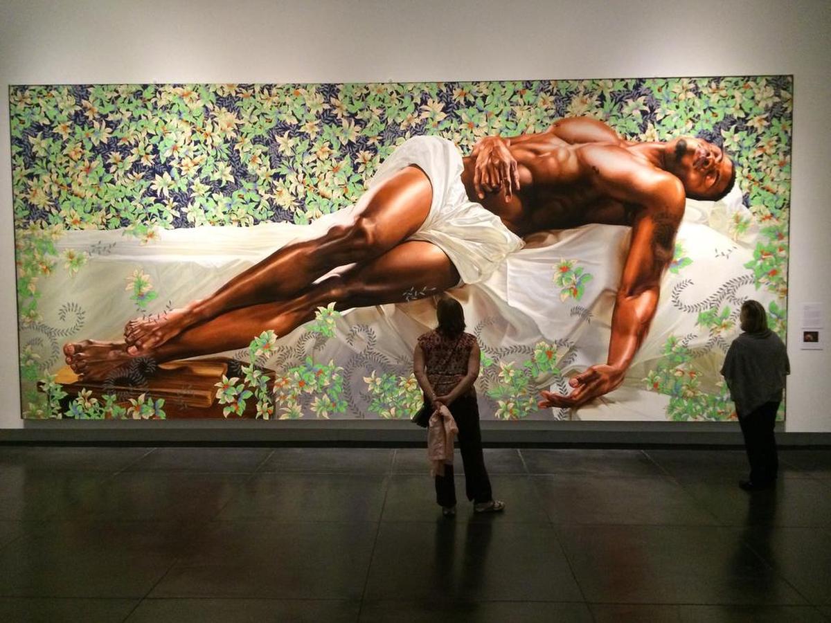 Kehinde Wiley’s “Sleep” dwarfs visitors to “30 Americans” at Tacoma Art Museum. The touring exhibit comes to the Nelson-Atkins Museum of Art starting in June.