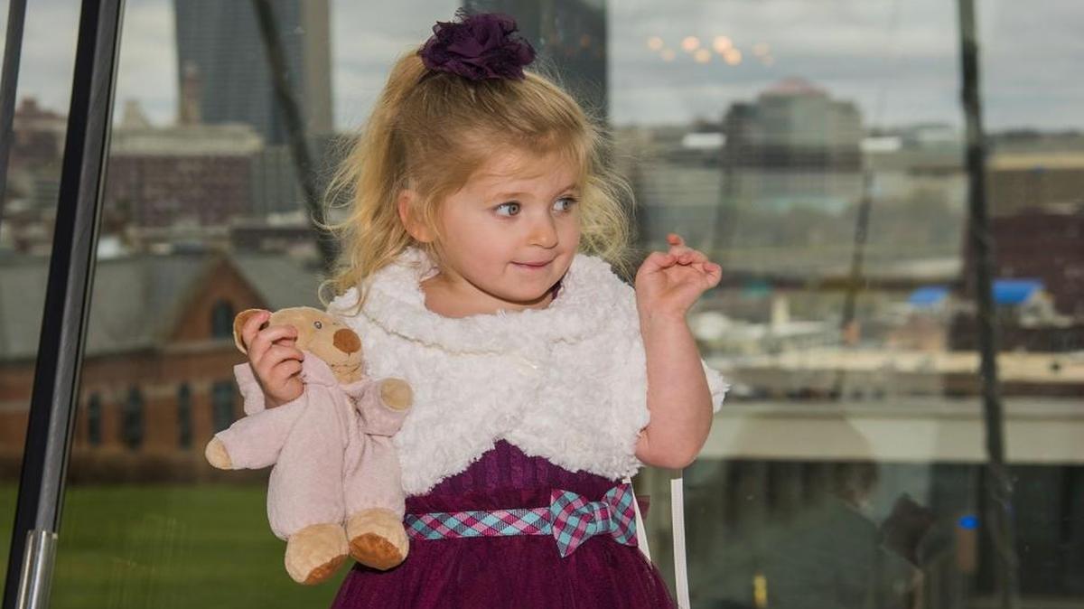 Annaleigh Webster and Teddy Bear are excited to see “The Nutcracker” ballet for the first time.