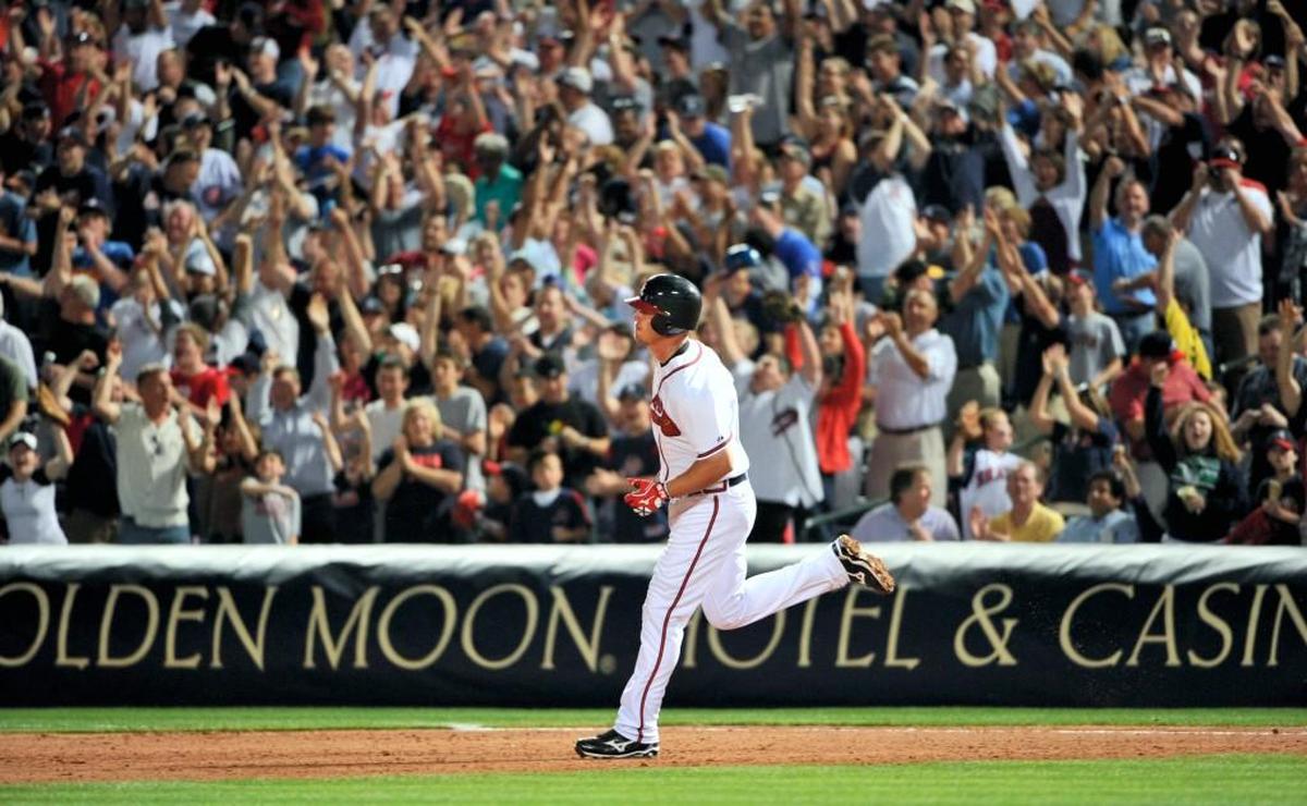 Third baseman Chipper Jones, pictured in 2010, hit 468 homers over 19 seasons playing for the Atlanta Braves.
