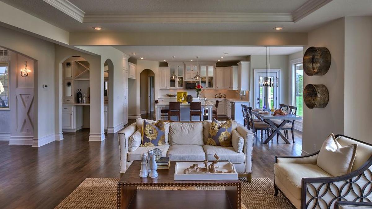 A two-story Lancaster 4.5 floor plan (similar to this model home) is available with a 45-day move-in schedule at Wyngate. The home features an open design ideal for entertaining and a family-friendly lifestyle.
