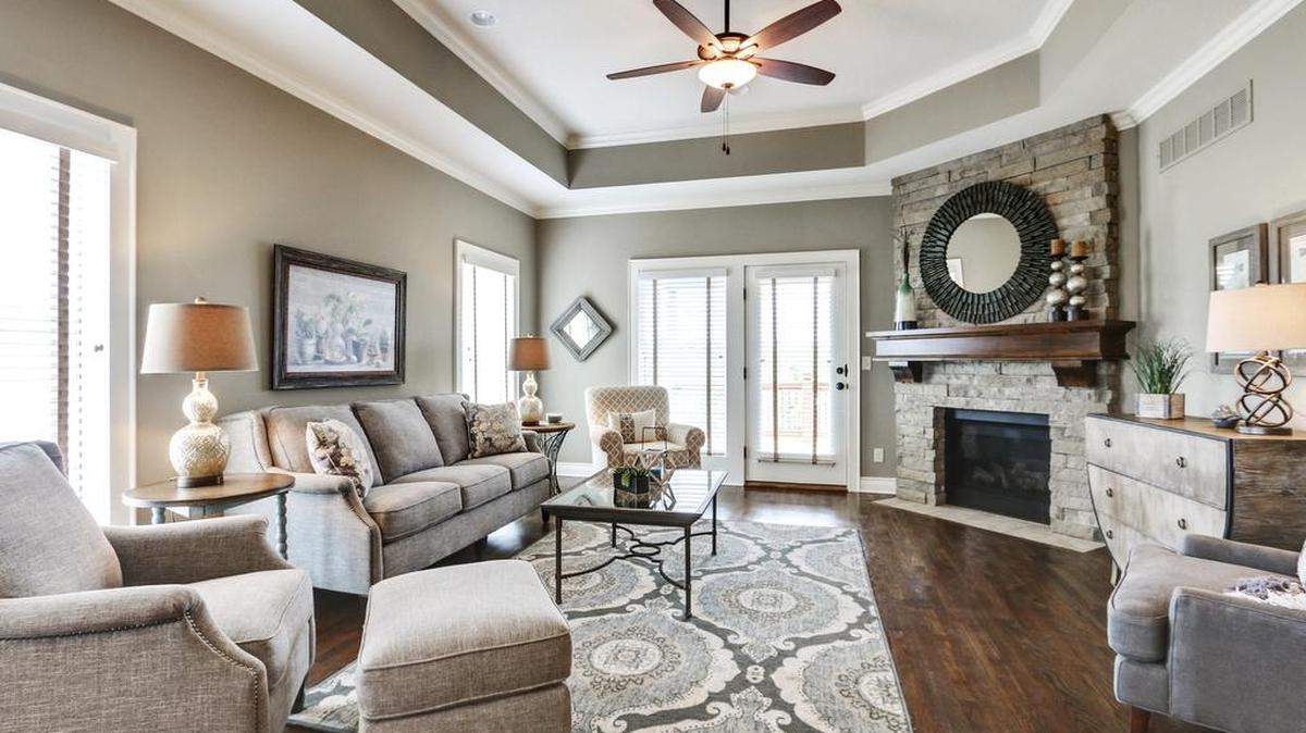 An open floor plan and rich architectural details create an inviting living space at Covington Court.