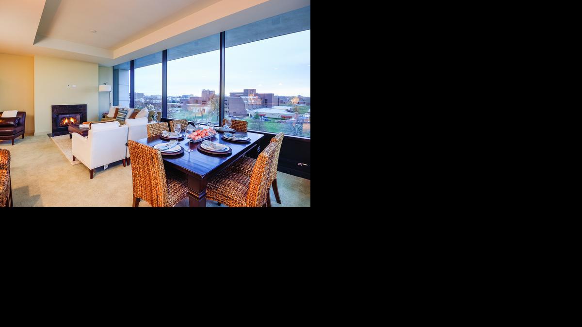 
Designed with comfortable, livable furnishings from Pottery Barn, a model home on the fifth floor offers more than 2,100 square feet and is listed at $330,000. 
