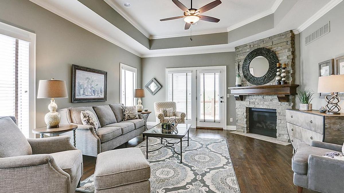 An open floor plan and rich architectural details create an inviting living space in the Alderwood plan.