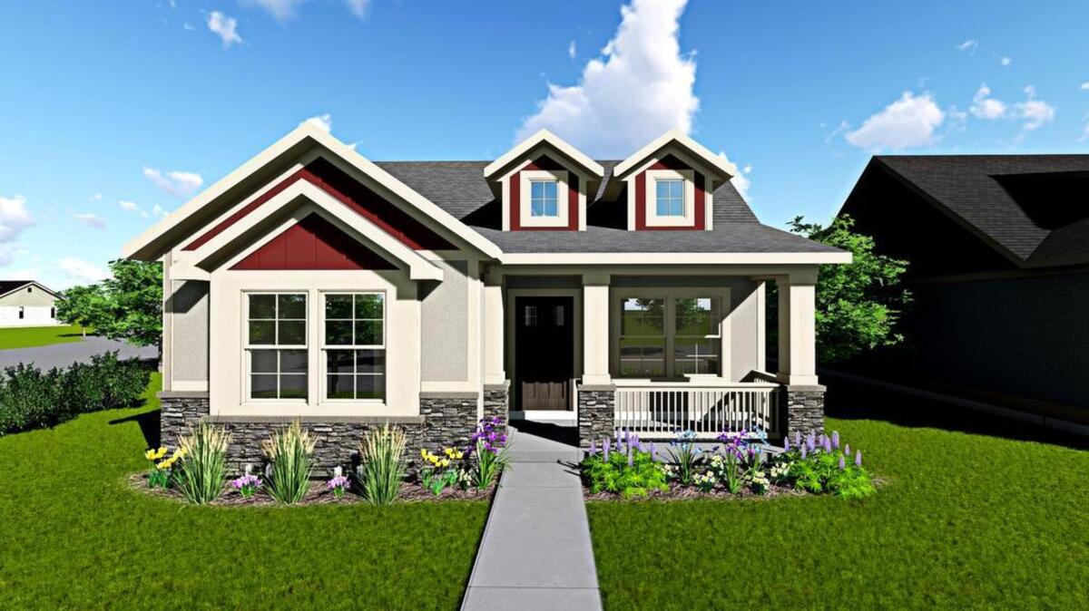 The Barnett C is one of six different elevations available among the 27 distinctive two-bedroom, two-bathroom, two-car rear loaded garage patio homes in the new Heritage Park neighborhood in Shoal Creek Valley.