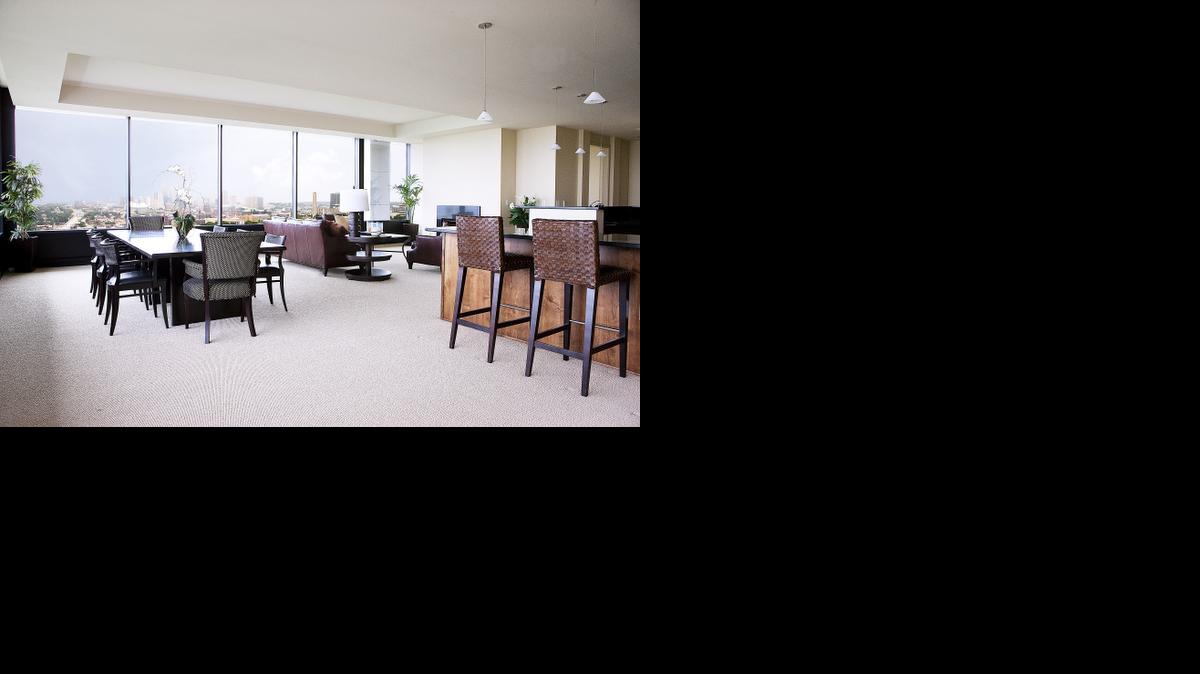 
A model home on the 14th floor of One Park Place offers views some of Kansas City’s finest landmarks, including the Kauffman Center for the Performing Arts and Union Station. 
